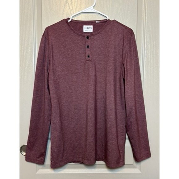 Cuts Clothing Other - Cuts Curve Hem Pyca Pro Long Sleeve Henley Shirt Mens Purple Stretch Casual City